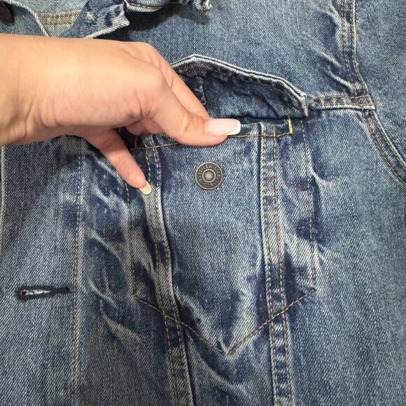 Levi’s Denim Trucker Jacket XXL Vintage Medium Wash Button Front Jean Jacket - Picture 5 of 13